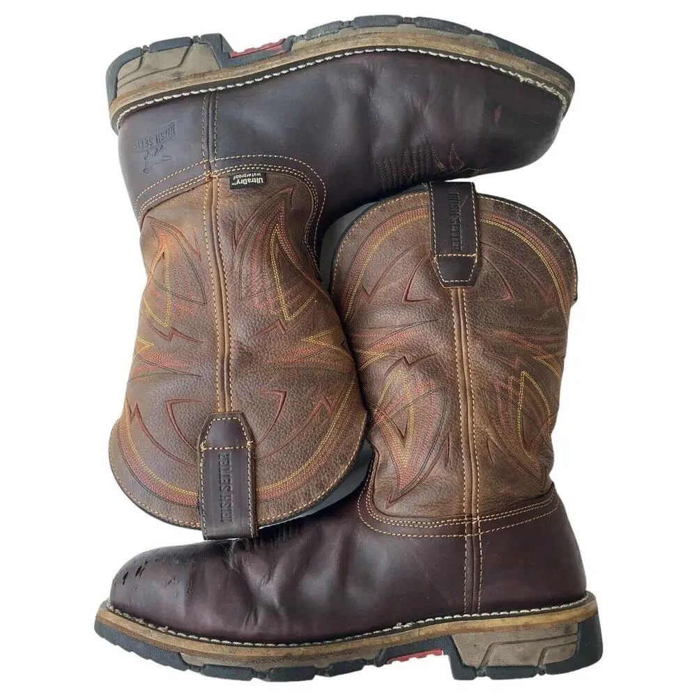 Irish Setter Cowboy Boots Mens 9.5 Marshall Leather Waterproof Steel Toe Brown